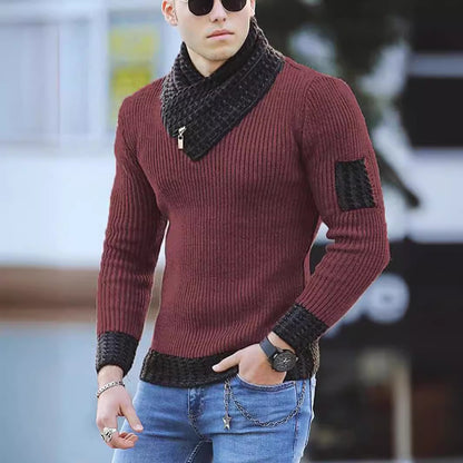 Pull en maille pour hommes avec col montant et design texturé Chic und Stil