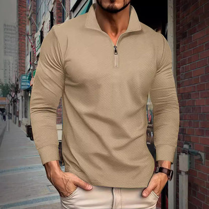 Functional pullover for men with short zip and sporty cut Chic and Style