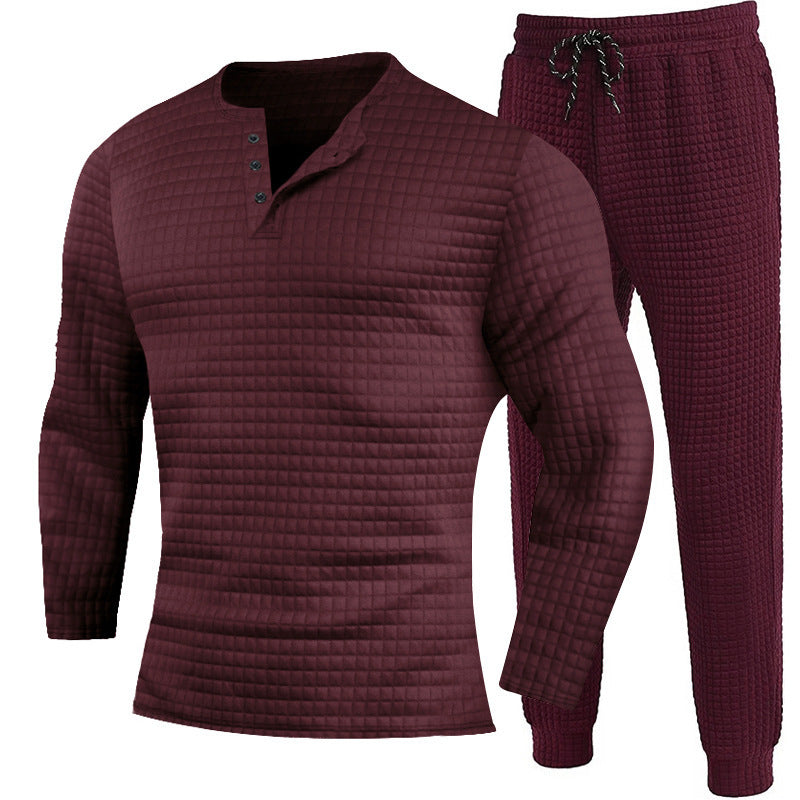 Three-piece set for men with textured long sleeve t-shirt and jogger pants Chic und Stil