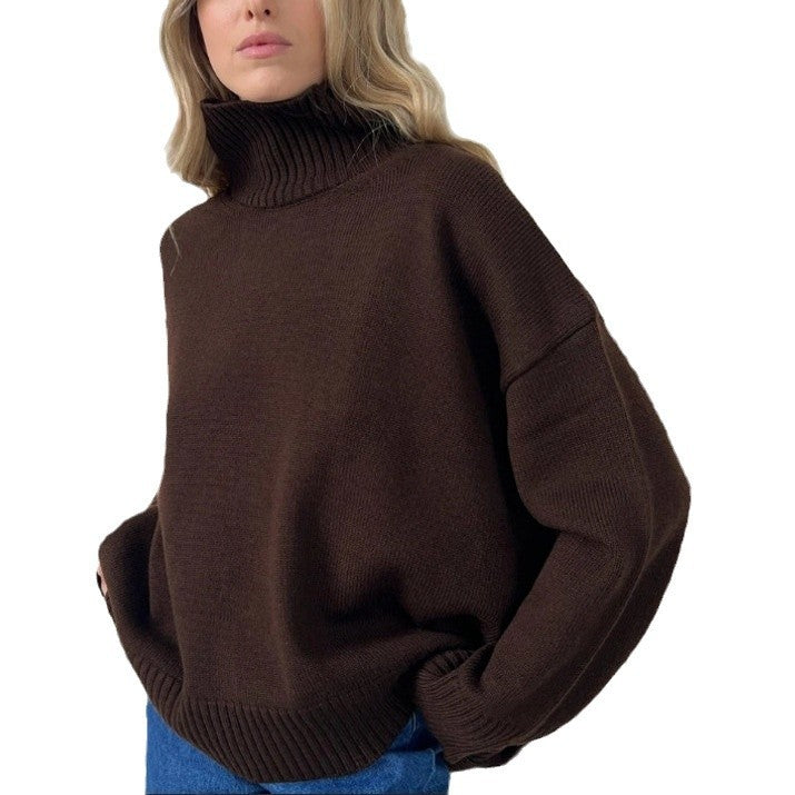 Pull en tricot pour femmes avec col haut et coupe large Chic und Stil
