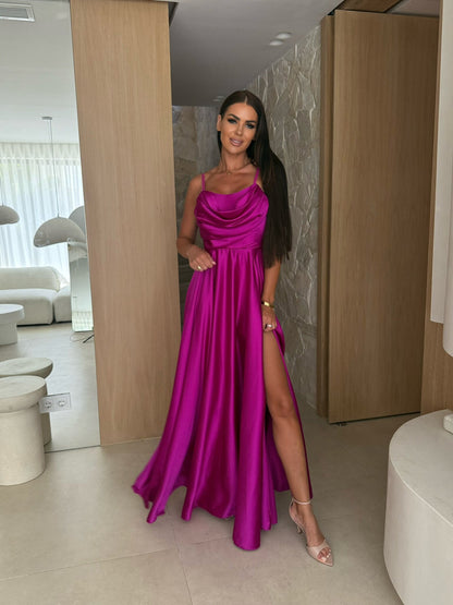 Dames Robe de soirée en satin élégant Chic und Stil