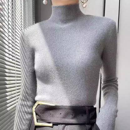 Pull en col roulé élégant pour femmes en laine fine Chic und Stil