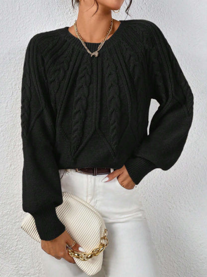 Pull en tricot pour femmes avec motif en torsades et manches larges Chic und Stil