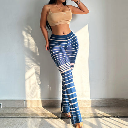 Leggings rayées taille haute pour femmes Chic und Stil