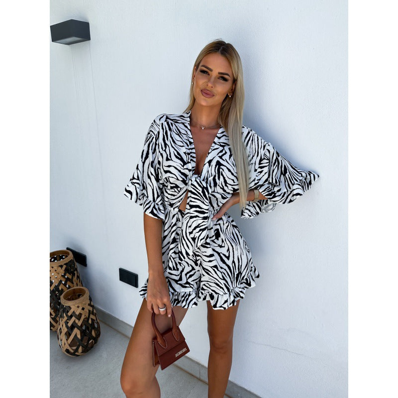 Robe mini portefeuille à imprimé zèbre pour dames Chic und Stil