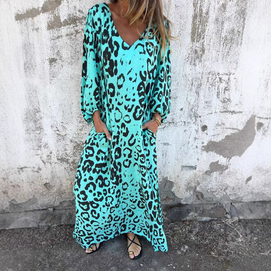 Robe maxi pour femmes avec un motif léopard moderne et des poches pratiques Chic und Stil