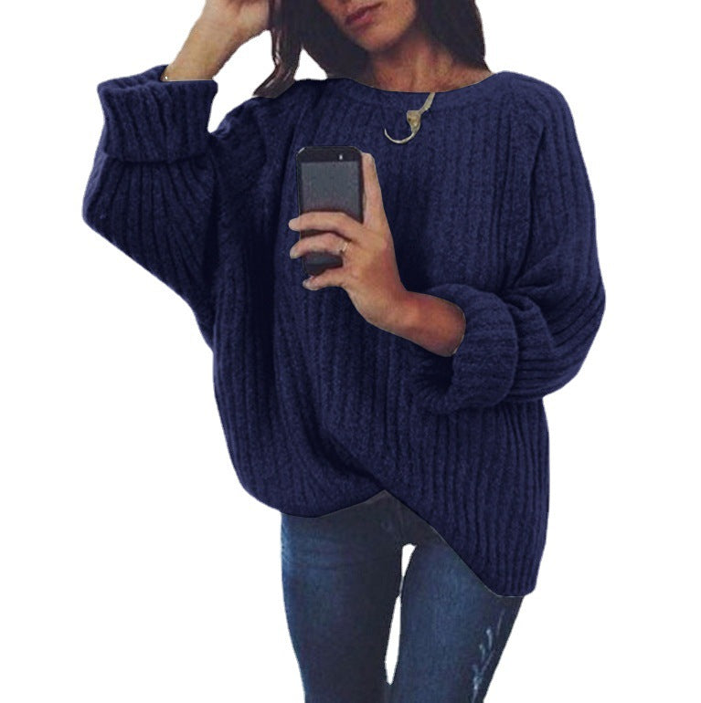 Femme pull en maille épaisse avec coupe décontractée et manches larges Chic und Stil