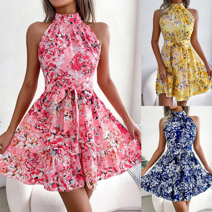 Robe A-ligne à fleurs à bretelles spaghetti Chic und Stil