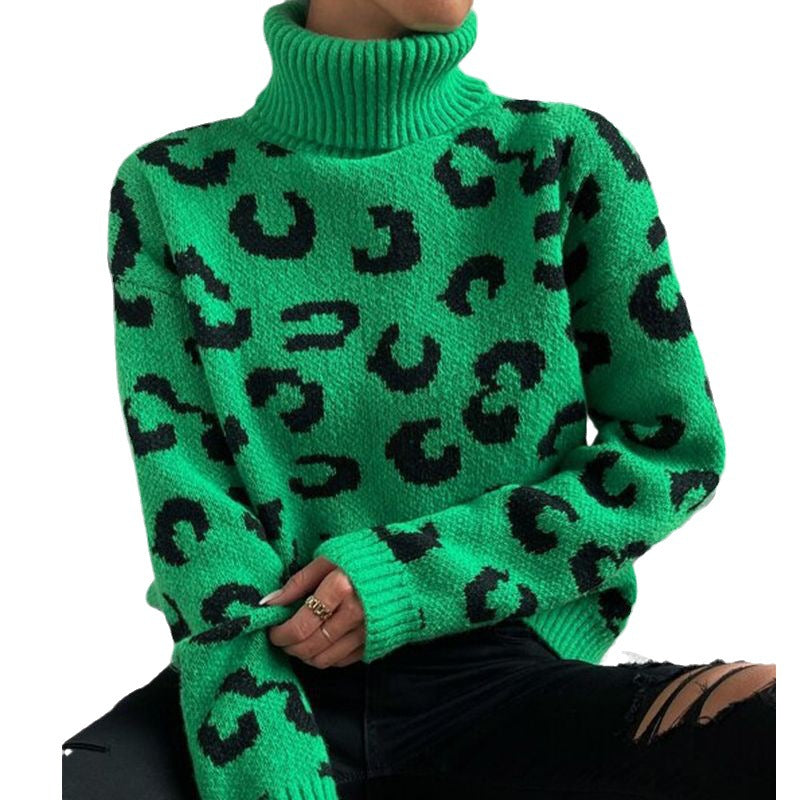 Pull à col montant pour femmes avec motif léopard Chic und Stil