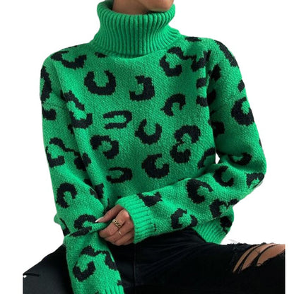Pull à col montant pour femmes avec motif léopard Chic und Stil