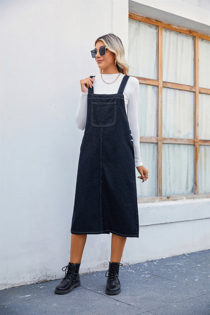 Robe en jean à bretelles pour femmes avec poches latérales pratiques et coupe moderne Chic und Stil