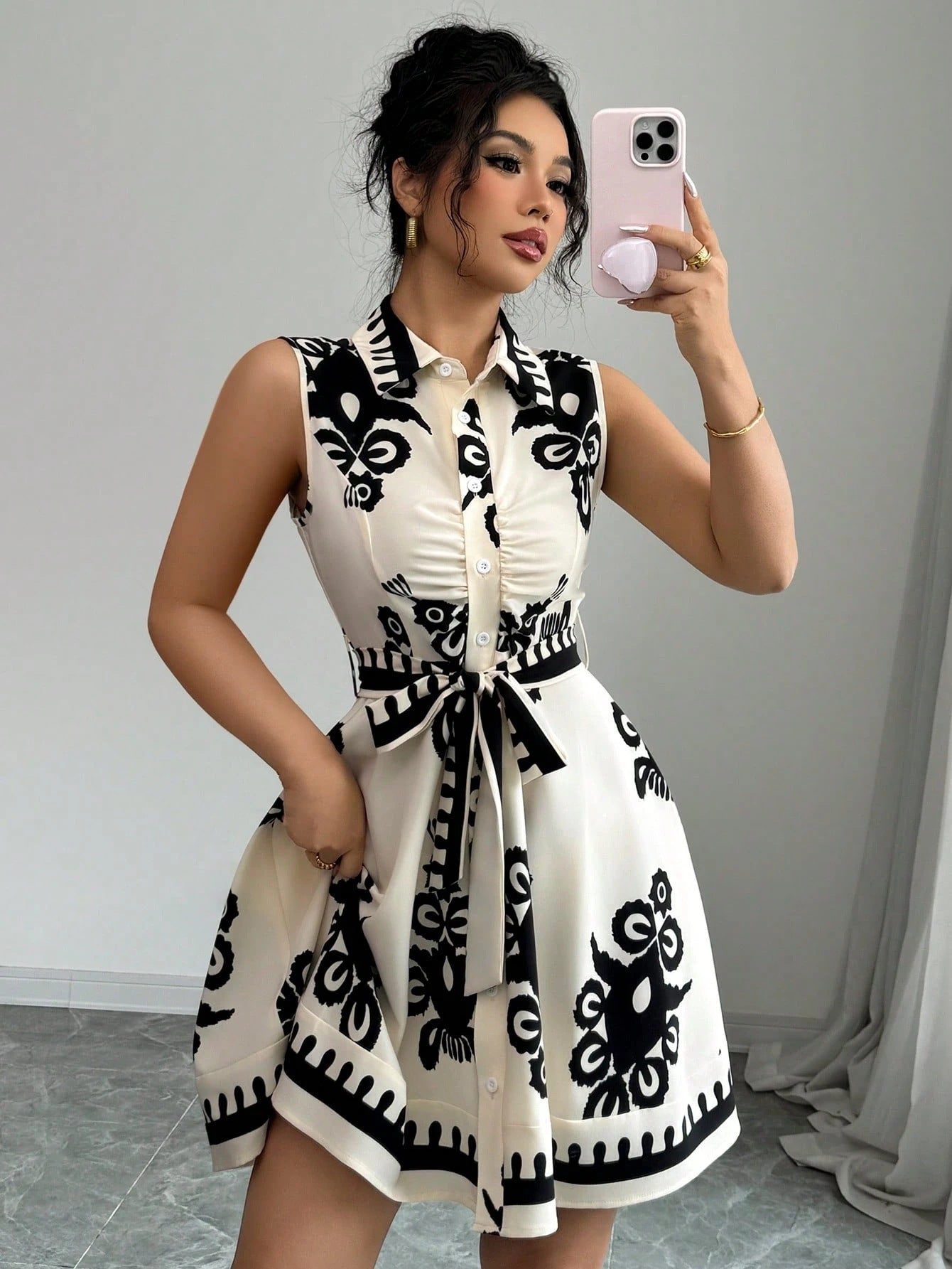 Women's Chic and Stylish A-Line Button-Down Shirt Dress