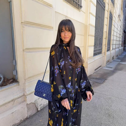 Robe maxi femme avec col montant élégant et design floral Chic und Stil