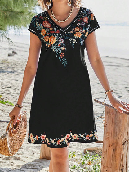 Robe de plage brodée florale Chic und Stil