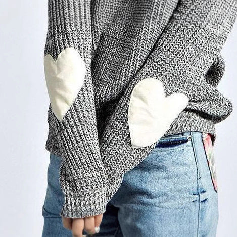Pull en tricot pour femmes avec des appliqués en forme de cœur et coupe décontractée Chic und Still