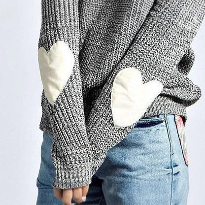 Pull en tricot pour femmes avec des appliqués en forme de cœur et coupe décontractée Chic und Still