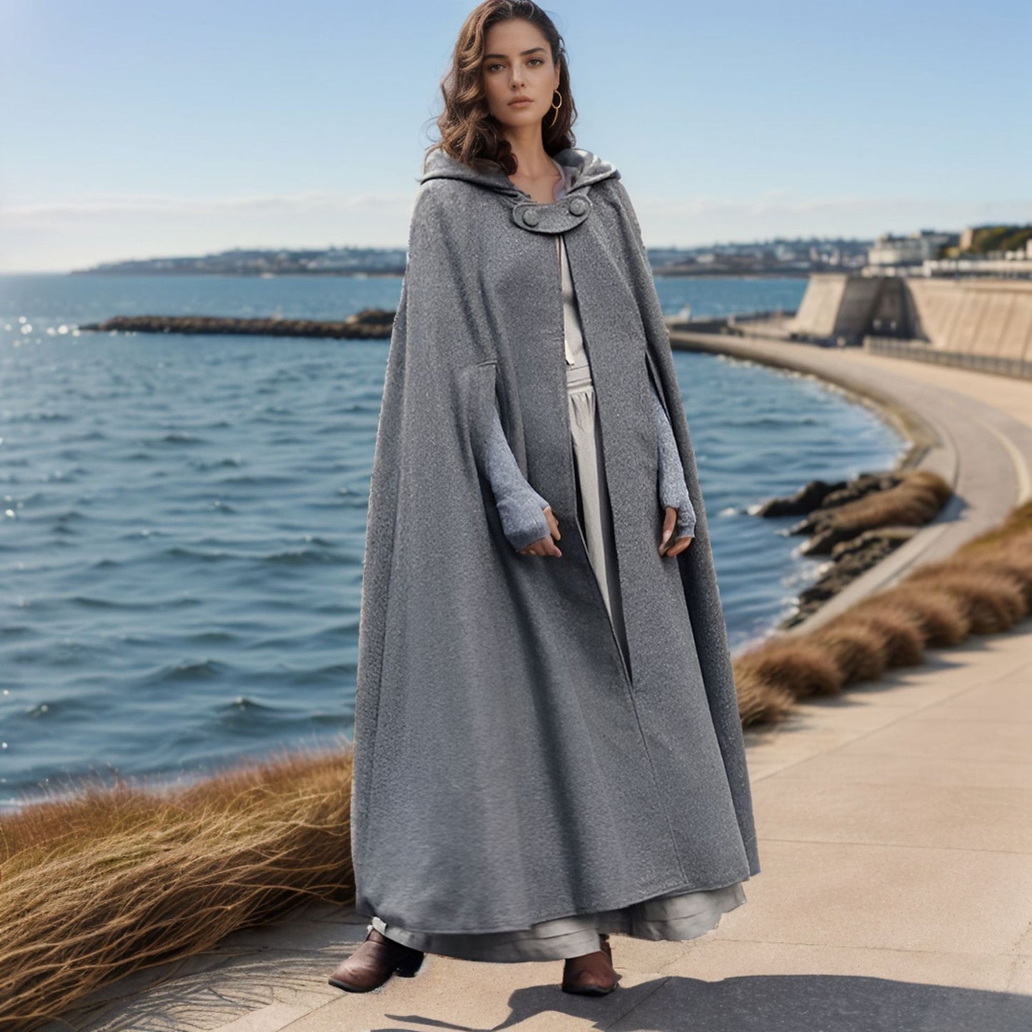 Dames élégant cape à capuche avec fermeture ajustable Chic und Stil
