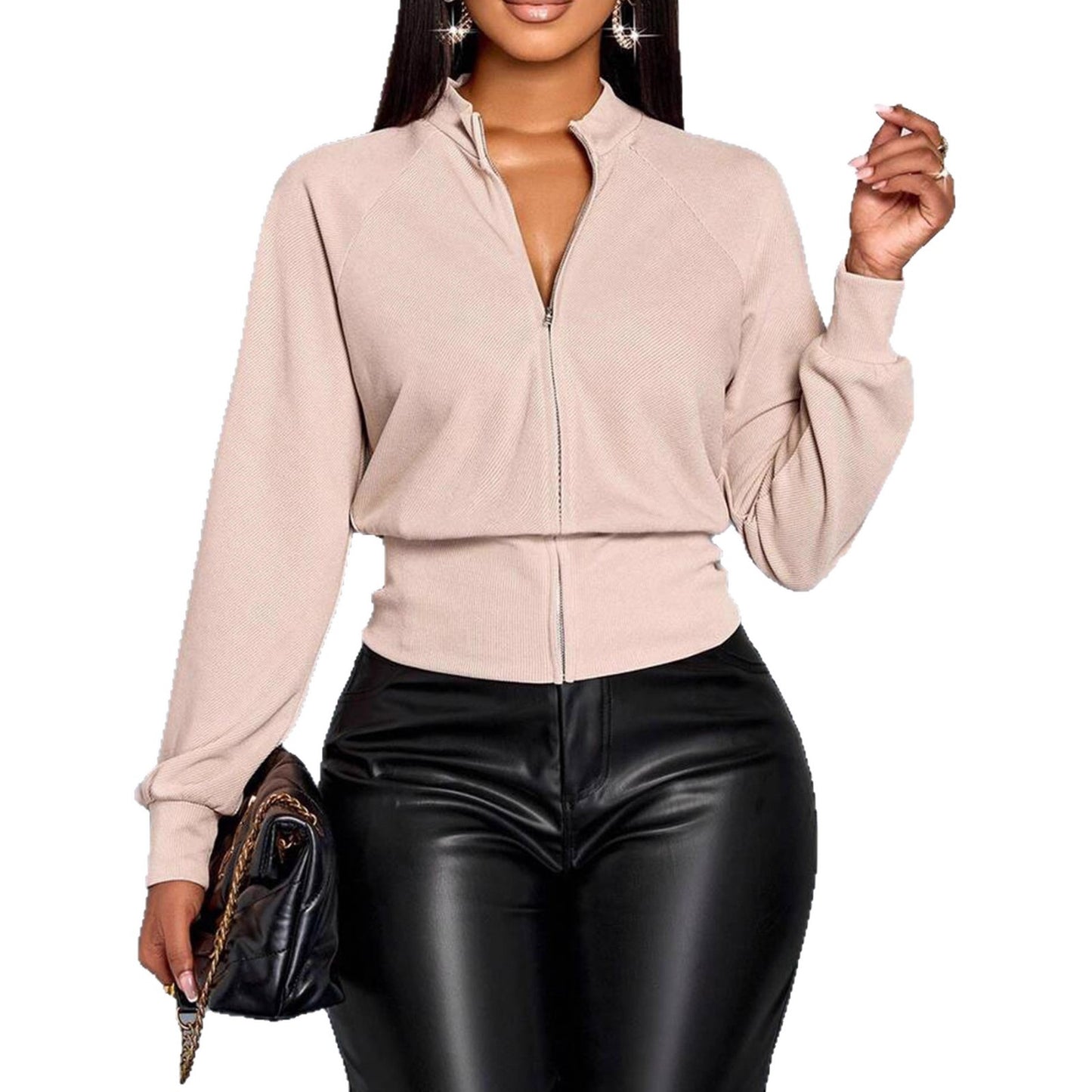 Pull-over zippé sportif pour femmes avec une coupe raglan moderne et un ourlet élastique Chic und Stil