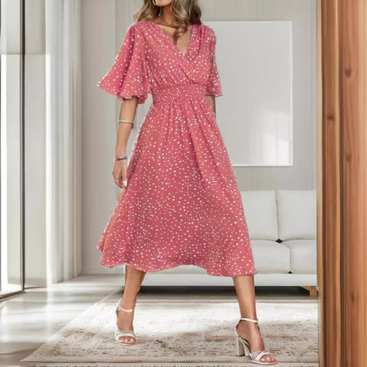 Robe midi enroulée élégante pour femmes Chic und Stil