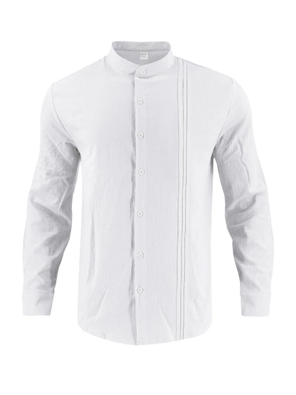 Chemise à manches longues tendance pour hommes avec surface texturée et col montant innovant Chic und Stil