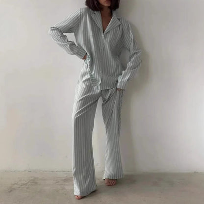 Dames Ensemble de Pyjama Rayé Luxueux Chic und Stil