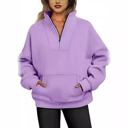 Dame sweatshirt sport avec demi-fermeture éclair et poches pratiques Chic und Stil