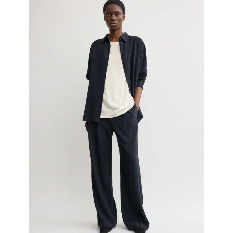 Wide-leg pants for women in high-quality material with an elastic waistband Chic and Style