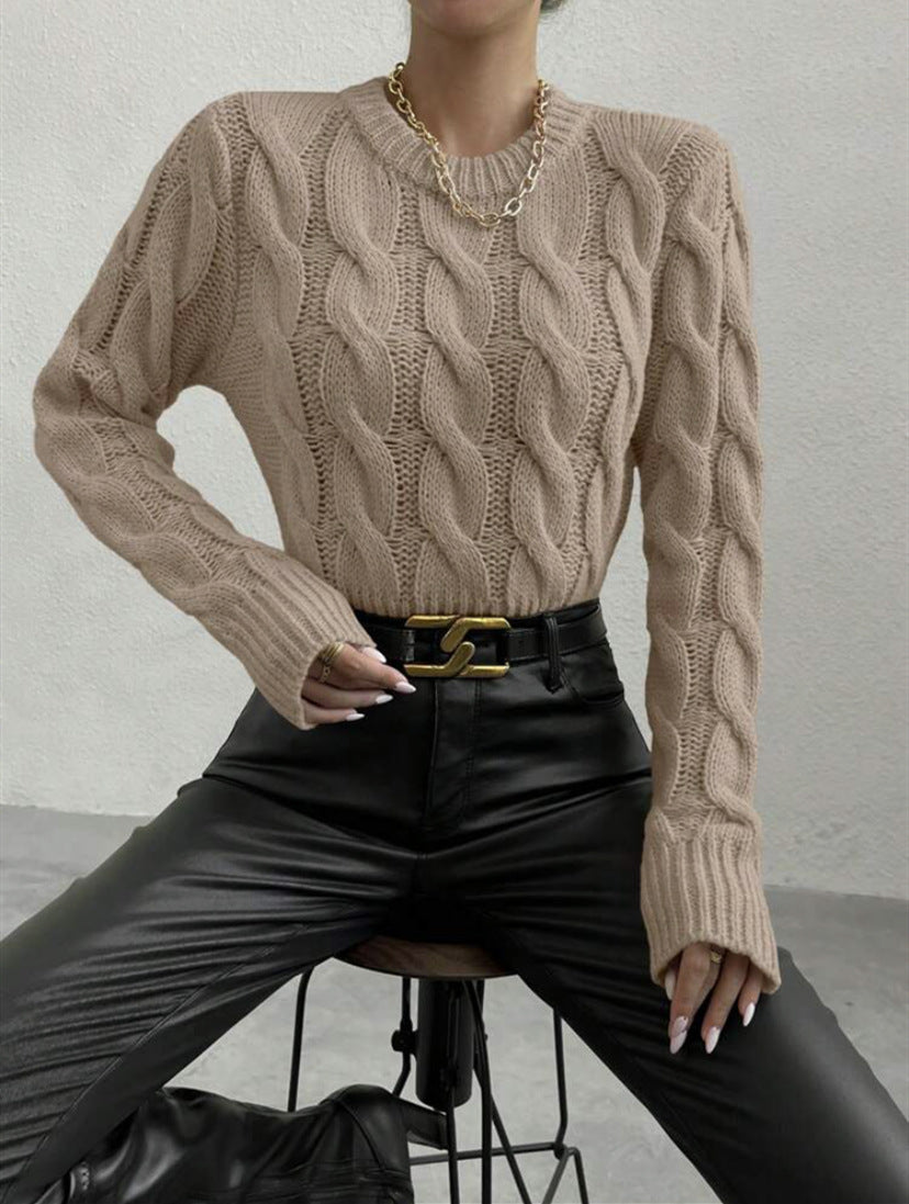 Femme Pull en grosse maille avec motif torsadé Chic und Stil