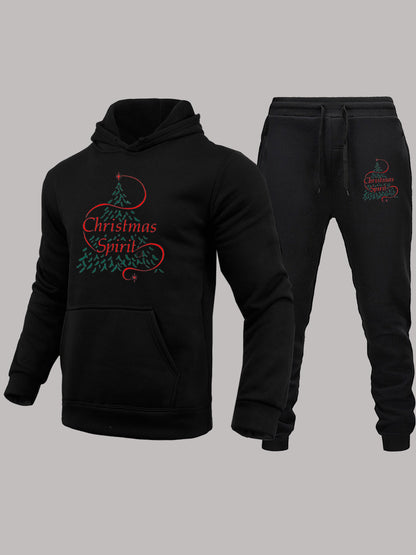 Women's hoodie and jogger pants set with festive graphic design Chic und Stil