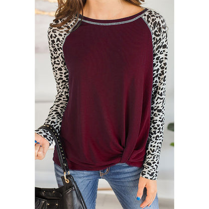Blouse ample à manches longues pour femmes avec manches léopard et détail de nœud Chic und Stil