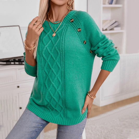 Pull en tricot pour femmes avec motif en relief décoratif et détails de boutons Chic und Stil
