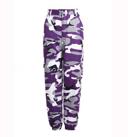 Camouflage sports pants for women with elastic waistband and side pockets Chic and Style