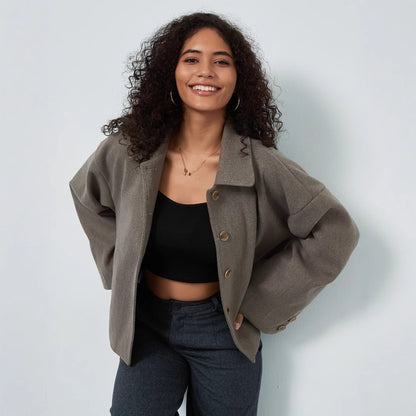 Dames décontractée veste oversize à double boutonnage Chic und Stil