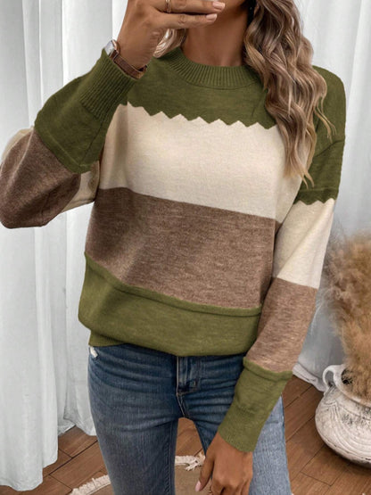 Pull femme confortable avec un design moderne à rayures bloquées Chic und Stil