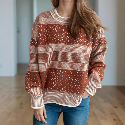 Pull féminin à la mode avec des appliqués scintillants Chic und Stil