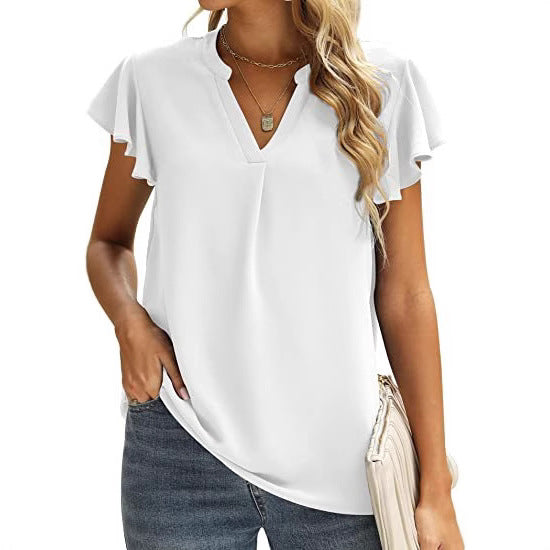 Chemisier dames avec détails froncés et décolleté en V Chic und Stil