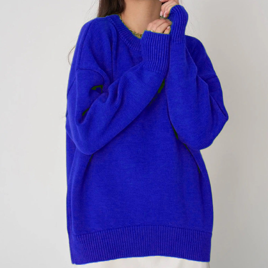 Dames pull-over surdimensionné avec un joli motif en tricot et de larges bords Chic und Stil