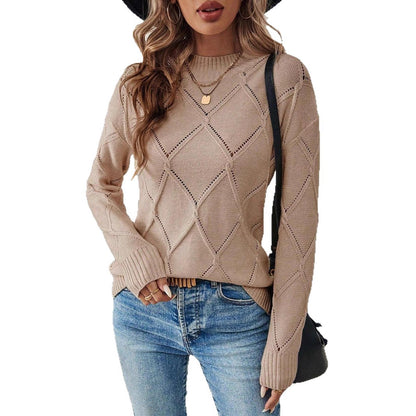 Dames Pull en tricot fin avec motif géométrique ajouré Chic und Stil