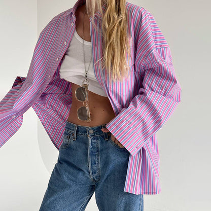 Chemisier oversize pour femmes avec de fines rayures Chic und Stil