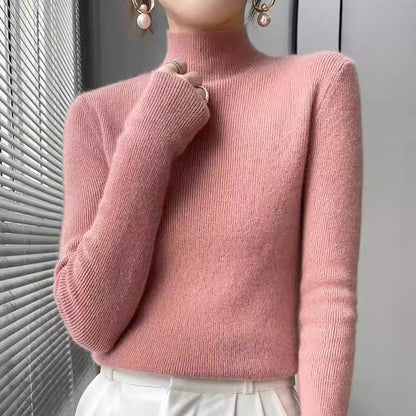 Pull en col roulé élégant pour femmes en laine fine Chic und Stil