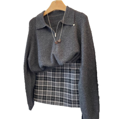Pull confortable pour femmes avec col montant et fermeture éclair courte Chic und Stil