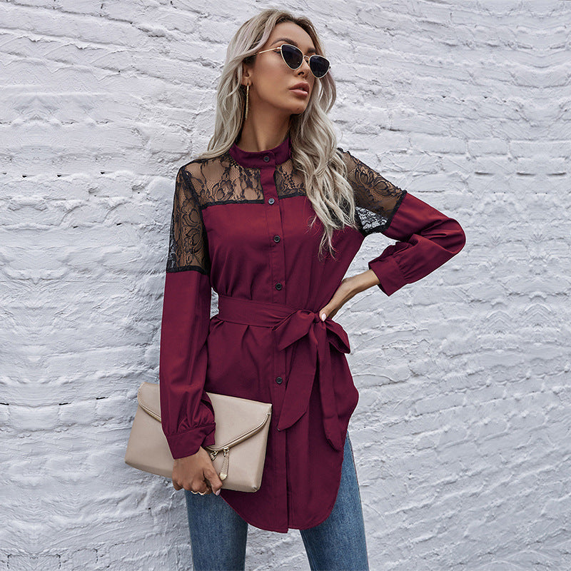 Robe chemise femme avec épaules en dentelle Chic und Stil