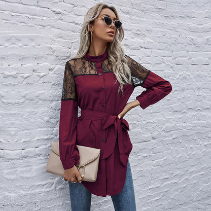 Robe chemise femme avec épaules en dentelle Chic und Stil