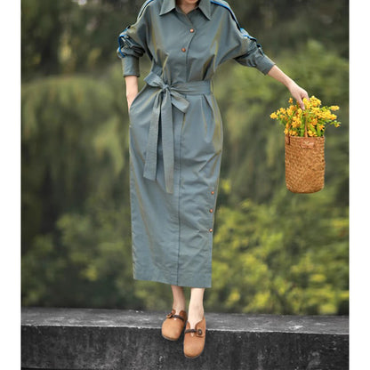 Robe chemise midi ceinturée élégante pour femmes Chic und Stil