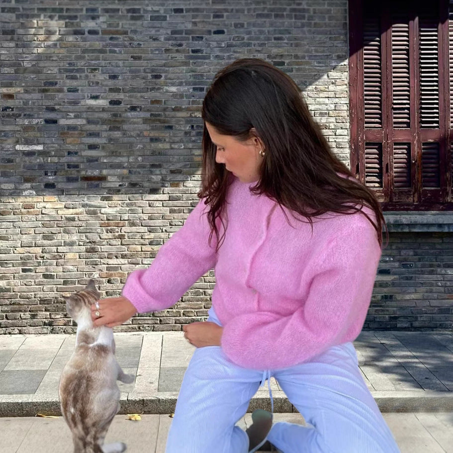 Dames Pull-over en tricot confortable avec coupe oversize et détails de boutons Chic und Stil
