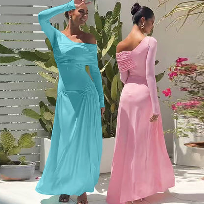 Robe maxi élégante pour femmes avec design asymétrique et fronces Chic und Stil
