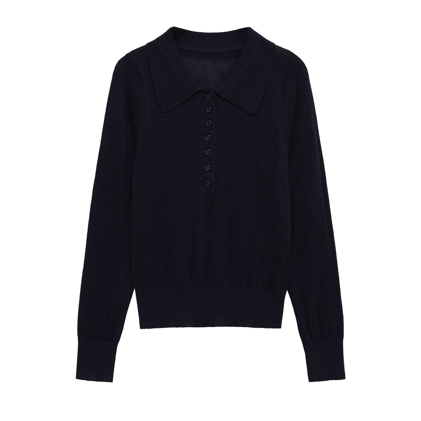Pull femme à manches longues avec col polo et décolleté boutonnable Chic und Stil