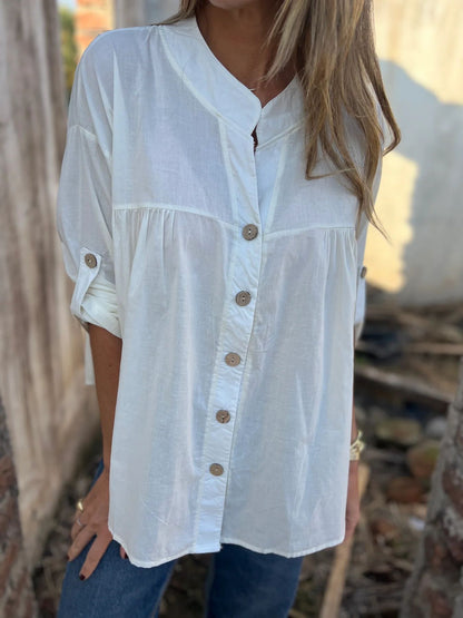 Blouse en coton pour femmes avec fermeture à boutons et coupe confortable Chic und Stil