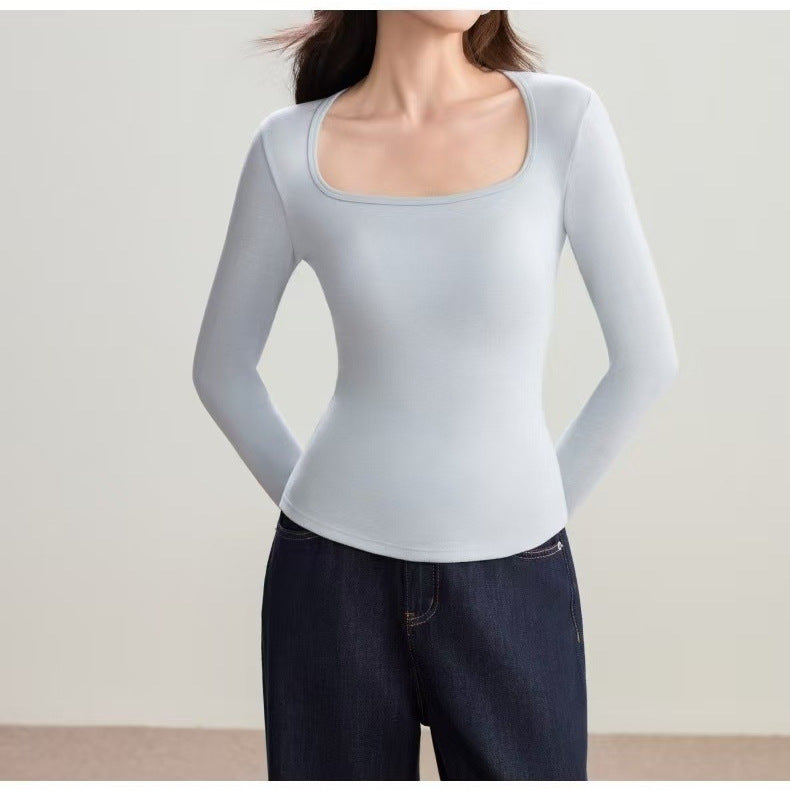 Femmes haut à manches longues avec décolleté carré Chic & Stil