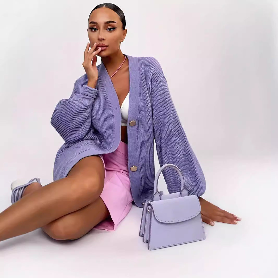 Cardigan en grosse maille pour femmes avec détails de boutons Chic und Stil